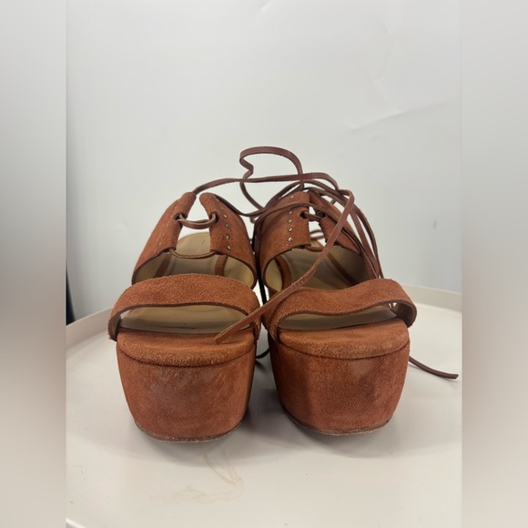 Free People Terracotta Lace Up Studded Platform Espadrilles Orange Rust 10B - Picture 3 of 6